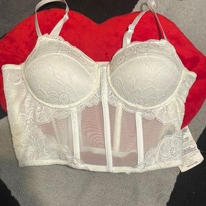 White crop corset top from say what